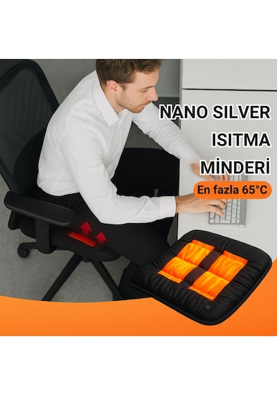 Coofbe 3 Kademeli 35 -45 -65 Isıtmalı Koltuk Minderi Ofis Koltuk Araç Koltuk Isıtıcı Minderi 42 42cm 1