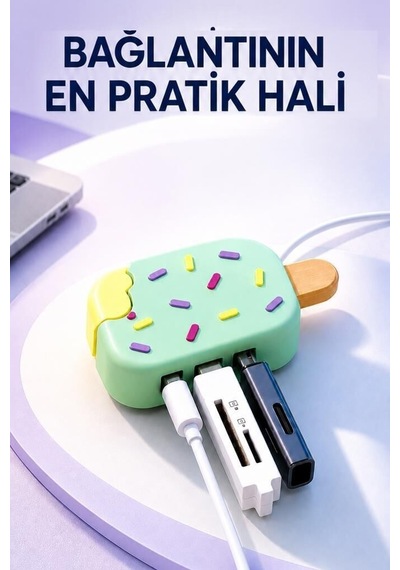Özel Seri Dondurma Usb Hub Dağıtıcı Yd45 Su Yeşili Masaüstü Büro Çalışma