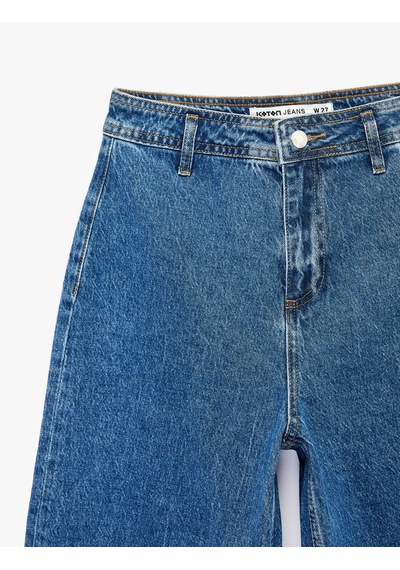 Koton Düğmeli Yüksek Bel Rahat Kesim Denim Pantolon - Culotte Jeans Orta İndigo 6sal40112md Koton Düğmeli Yüksek Bel Rahat Kesim Denim Pantolon - Culotte Jeans Orta İndigo 6sal40112md