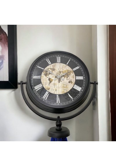 Siyah Metal Ofis Salon Otel Ayaklı Seyyar Saat B42 Siyah