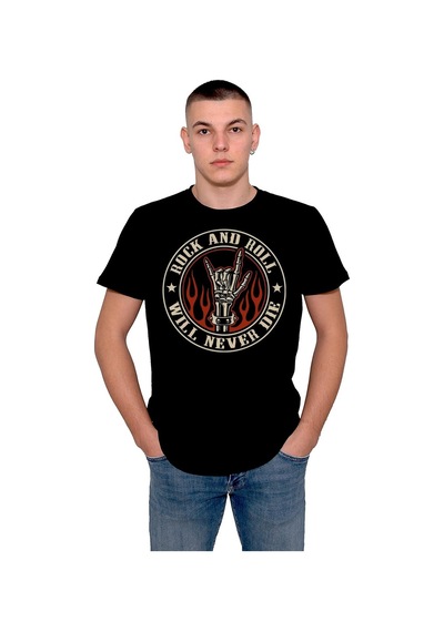 Rock And Roll Will Never Die Metal Müzik Music Tişört Unisex T-shirt 001