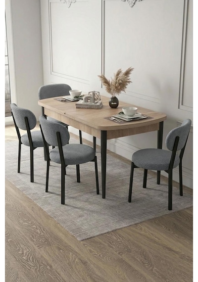Renlife 4 Kişilik Açılır Mutfak Masa Takımı Yemek Masası Ve Sandalye Seti Metal Ayaklı Sonomo Gri Renlife 4 Kişilik Açılır Mutfak Masa Takımı Yemek Masası Ve Sandalye Seti Metal Ayaklı Sonomo Gri