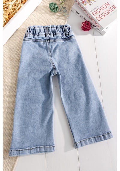 Babymod Figürlü Likralı Denim Kız Çocuk Kot Pantolon Mavi