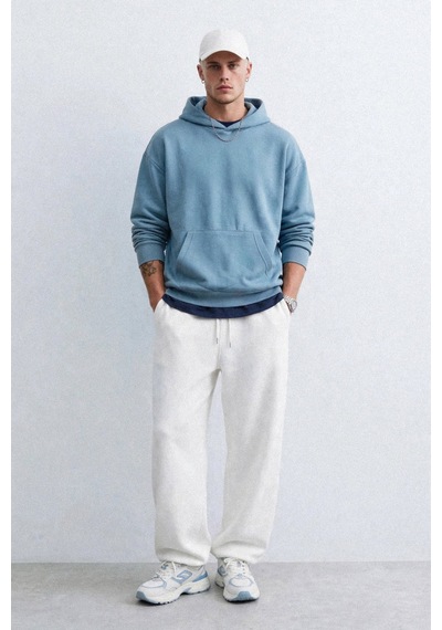 Barrels And Oıl Erkek Kapüşonlu Kanguru Cepli Sweatshirt - Mavi S.mavi S.mavi
