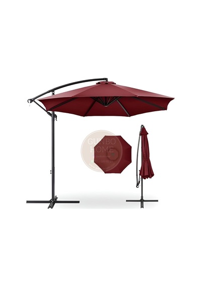 3 Mt 8 Kaburga Full Demir 21 Kg Bordo Bahçe Şemsiyesi Bordo Diğer