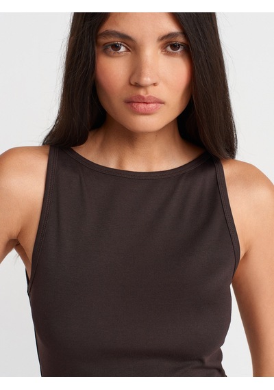 Dilvin 21048 Halter Yaka Top-koyu Kahve Koyu Kahve