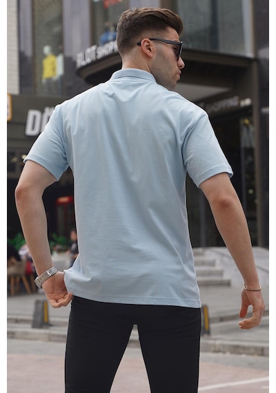 Madmext Mavi Polo Yaka Basic Erkek Tişört 6126-mavi Mavi