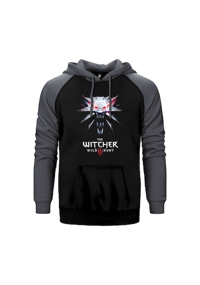 The Witcher Wild Gri Renk Reglan Kol Kapşonlu Sweatshirt Gri