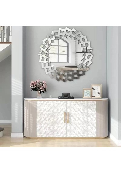 Durukar 40x40 Cm Kırılmaz Pleksi Dekoratif Duvar Aynası - Modern Geometrik Tasarım 1. Sınıf Ayna Çok Renkli
