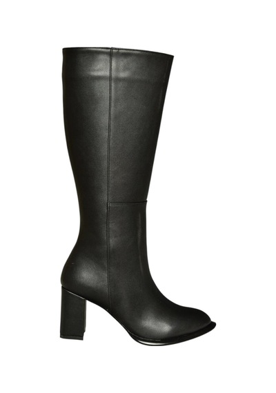 Fox Shoes V590179609 Siyah Kalın Topuklu Klasik Kadın Çizme Siyah-Suni Deri