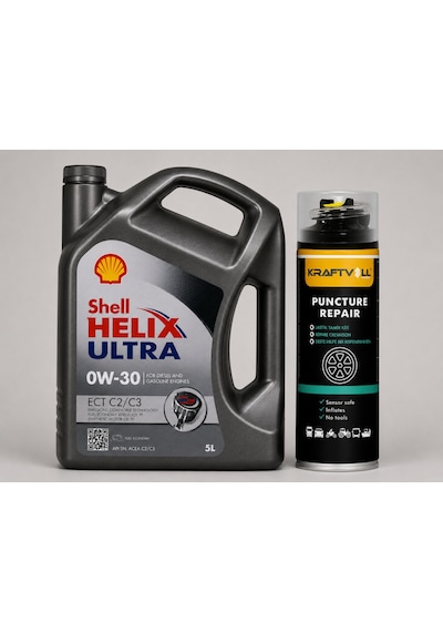 Shell Helix Ultra Ect C2 C3 0w-30 Motor Yağı 5 L + Lastik Tamir Kiti 400 ML