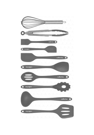 Ayrex Valletta Salvatore Isıya Dayanıklı Yanmaz Yapışmaz Silikon Spatula Seti 10 Parça Gri Vlt1118 Diğer