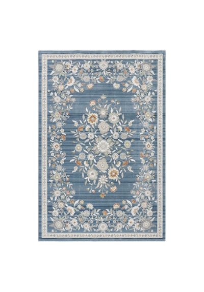 Cool Halı Floor Mavi Çiçek Desenli Vintage Oturma Odası Mutfak Balkon Dört Mevsim Pati Dostu Halı