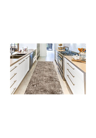 Plato Halı Parantez Saltanat Lüks Oturma Odası, Salon, Antre, Yıkanabilir Polyester Kaymaz Taban Acı Kahve Halı