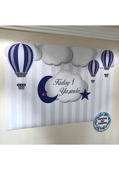 Uçan Balon Temalı Afiş Balonlu Arka Fon Afiş Balonlu Doğum Günü