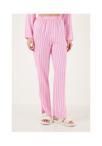 Lela Desenli Rahat Kesim Bol Paça Yazlık Bayan Pijama Takımı 6110014 Pembe