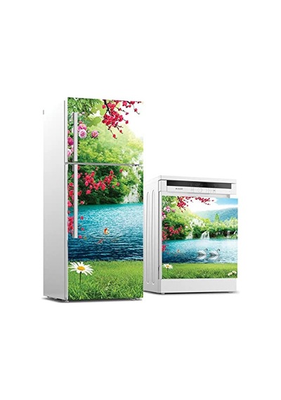 Buzdolabı Ve Bulaşık Makinası Beyaz Eşya Sticker Kaplama Şelale Çiçek Diğer