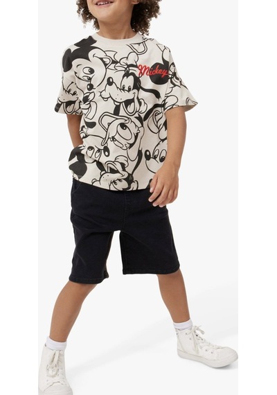 Lolliboomkids Erkek Çocuk Sevimli Karakter Mickey Baskılı Siyah Beyaz Renk Şortlu T-shirt Şort Takım Beyaz - Siyah