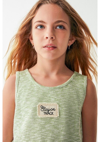 Xo Kids U Yakalı Askılı Kollu Lastik Belli Kız Çocuk Bluz 8-14 Yaş 36303 Yeşil