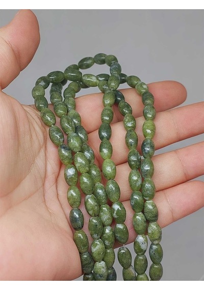 Bileklik Boy Yeşim Taşı Arpa Kesim Yarım Dizi 6 8.5mm 49966 18cm Uzunluğundadır Çok Renkli