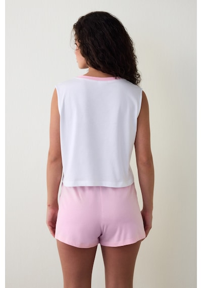 Penti Optik Beyaz Sanrio Best Friends Baskılı Pamuklu Askılı Şortlu Pijama Takımı