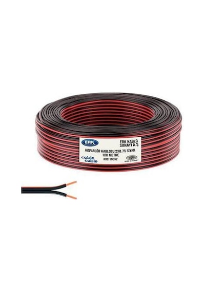 Hoparlör Kablosu Kordon 2X0.75 Siyah 100Mt Erk