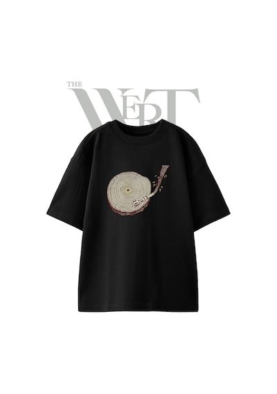 Thewert Kutuk Plak Tasarım Baskılı Ünisex Siyah Oversize T-shirt