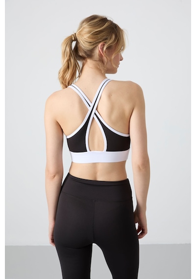 Tommy Life Beyaz Çapraz Sırt Detaylı Slim Fit U Yaka Pedli Kadın Spor Büstiyer - 97121 Beyaz