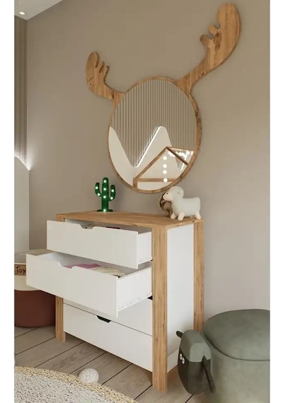 Nisan Şifonyer Beyaz- Açık Ceviz 4 Çekmeceli Yatak Odası Bebek Odası Beyaz 90 X 85 Cm Açık Ceviz & Beyaz Nisan Şifonyer Beyaz- Açık Ceviz 4 Çekmeceli Yatak Odası Bebek Odası Beyaz 90 X 85 Cm Açık Ceviz & Beyaz