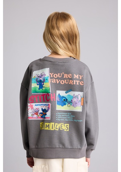 Defacto Dısney Lılo & Stıtch Relax Fıt Bisiklet Yaka Sweatshirt Kız Çocuk I5227a826augr206 Gri-gr206