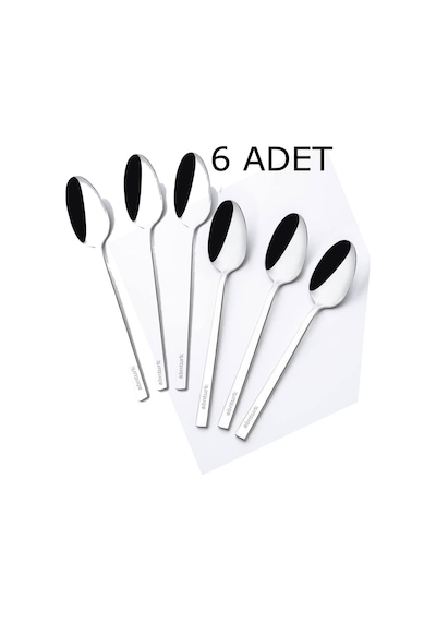 Xmlbayiciniz 6 Adet Düz Sade Model Paslanmaz Çelik Tatlı Kaşığı Ultra Lüks
