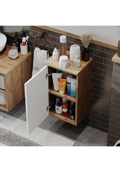 Banyo Dolabı Mat Mdf 60 X 35 Cm Banyo Boy Dolabı Atlantik Çam - Beyaz
