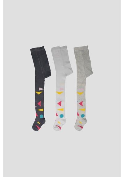 Defne Baby 3 Adet Pamuklu Unisex Çocuk Ve Bebek Külotlu Çorap Siyah-beyaz-gri