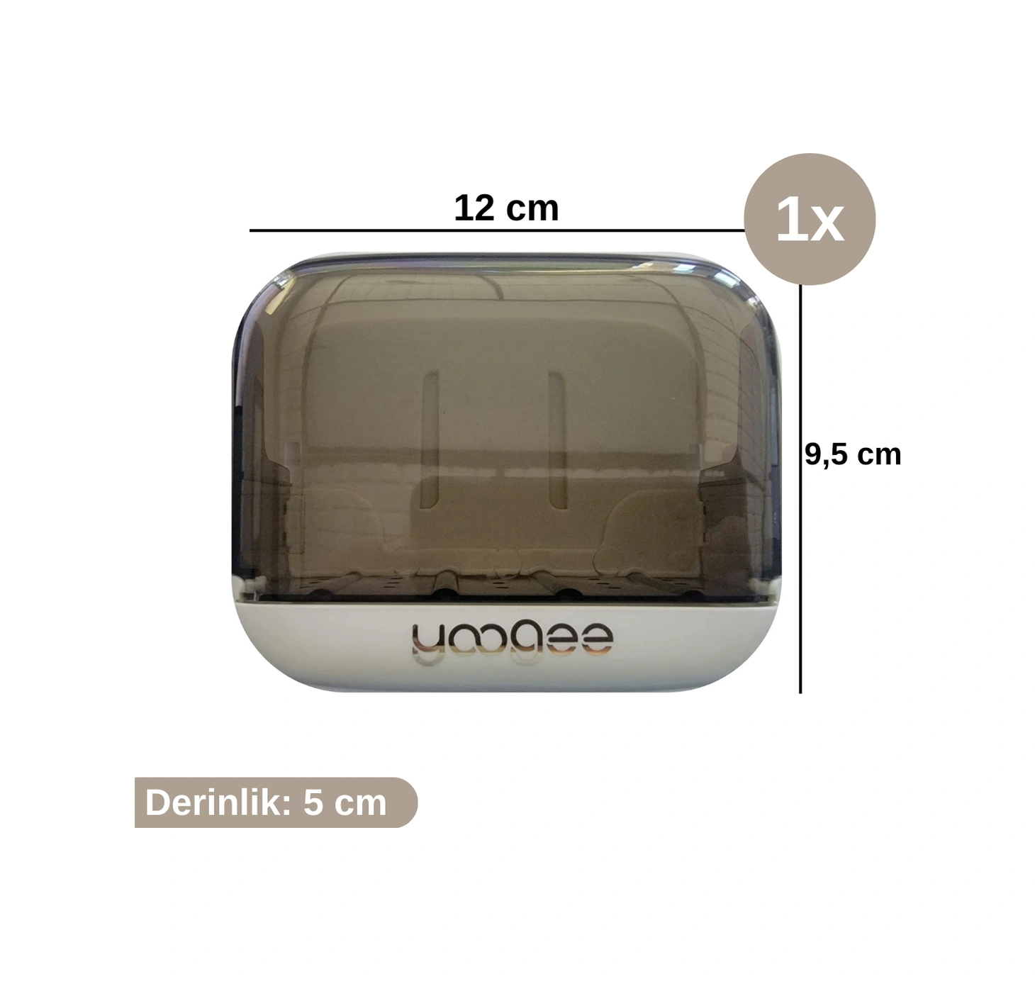 Yapışkanlı Asılabilir Çekmece Tipi Katı Sabun Kutusu Lavabo Mutfak Su Hazneli 11,5 cm