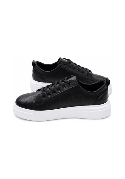 Yalçın Erkek Beyaz Bağcıklı Ortopedik Günlük Sneaker Spor Ayakkabı Kalın Taban Siyah - 919472745 Siyah