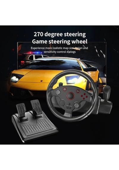 Profesyonel Yarış Direksiyon Seti 270 Hissiyatlı Pedallı Tak Çalıştır Multifonksiyon Racing Wheel