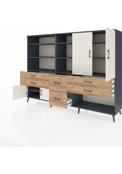 Hyperion Dolap 10 Raflı 6 Çekmeceli 4 Kapaklı 220x44x163 Antrasit Antrasit-aytaşı/çam Hyperion Dolap 10 Raflı 6 Çekmeceli 4 Kapaklı 220x44x163 Antrasit Antrasit-aytaşı/çam