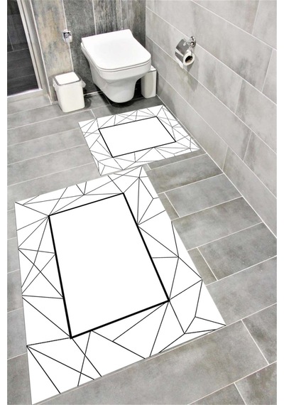 Buççin Online Mağaza Su Emici Yumuşak Kaymaz Taban Sünger Dolgulu Yıkanabilir Dekoratif Banyo Paspası Takımı Ehl211 Polye Çok Renkli
