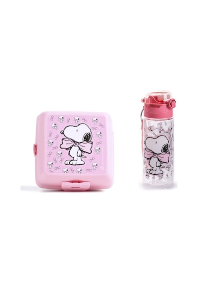 Snoopy Pembe Matara Ve Beslenme Kabı Çok Renkli