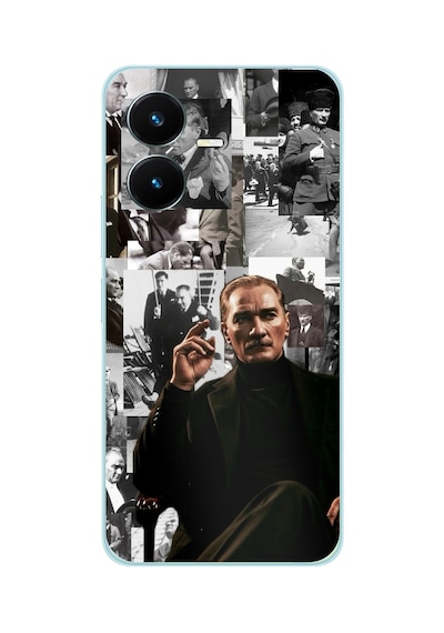 Vivo Y22s - Y35 Uyumlu Mustafa Kemal Atatürk Kolajları Baskılı Silikon Kılıf