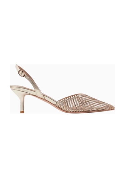 Nicoli Clivia 50 Crystal Slingback Pumps, Gold Pvc-deri, El Işçiliği Lüks Tasarım