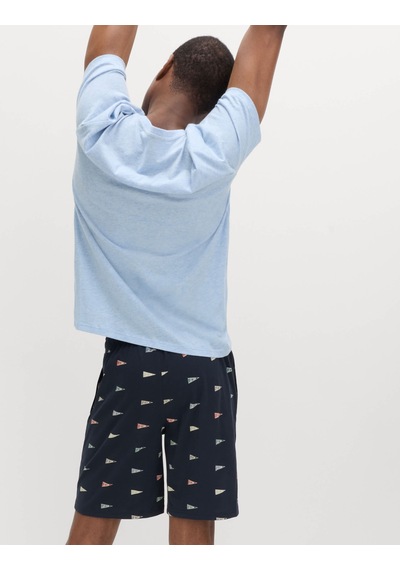 Marks & Spencer Desenli Pamuklu Pijama Takımı T07000079 Mavi Mix