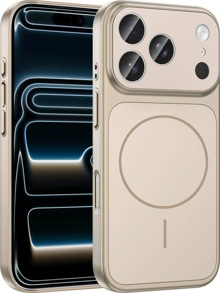 Apple Uyumlu iPhone 17 Pro Kılıf M-safe Şarj Özellikli Kamera Korumalı Formen Kılıf Gold