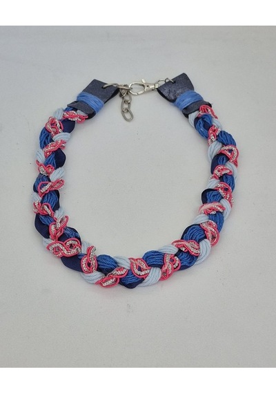 Saç Örgü Tasarım Doğal Kolye Mavi - Pembe