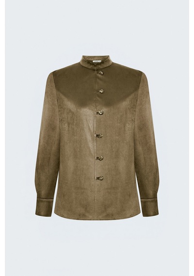 Sateen Süet Gömlek - Camel-138120