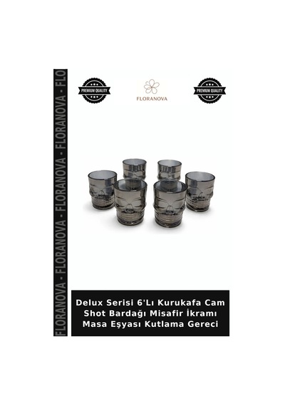 Delux Serisi 6'lı Kurukafa Cam Shot Bardağı Misafir İkramı Masa Eşyası Kutlama Gereci