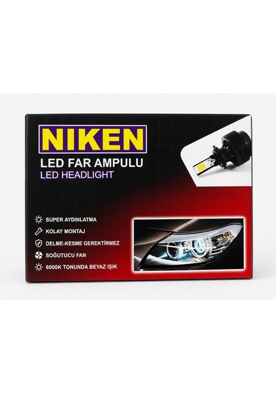 Nıken 9006 6000k Led Xenon Far Ampulü 30000lm Ultra Güçlü Beyaz Işık Fanlı Sistem Takım