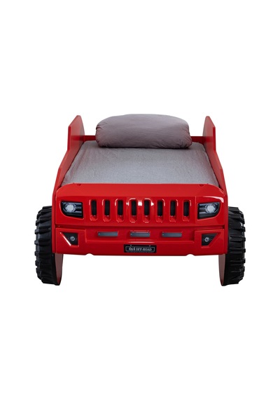 Arabalı Yatak, Jeep Arabalı Yatak - Kırmızı + 1 Adet Comfort Yatak