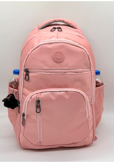 1710 Pudra Suya Dayanıklı Kumaş Okul Çantası Unisex Okul Sırt Çantası Pudra Pembe