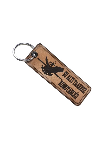 Sat Sualtı Taarruz Komutanlığı Deri Anahtarlık - Arma - Leather Key Holder Bej